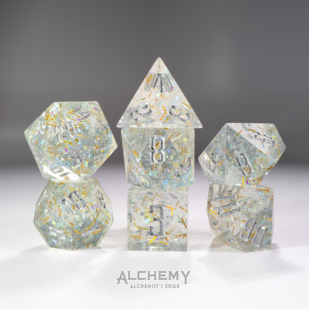 7pc Gold and Teal Fragments by Alchemy Dice